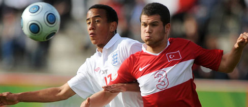 The England midfielder in action against Turkey.